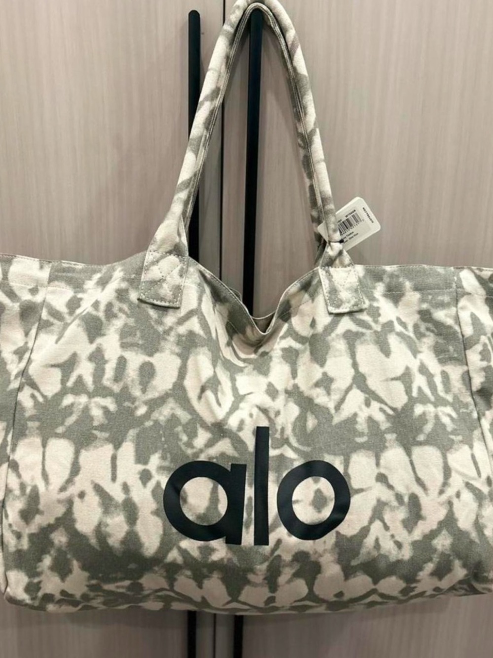 ALO Yoga Gray & White Tie-Dye Canvas Tote